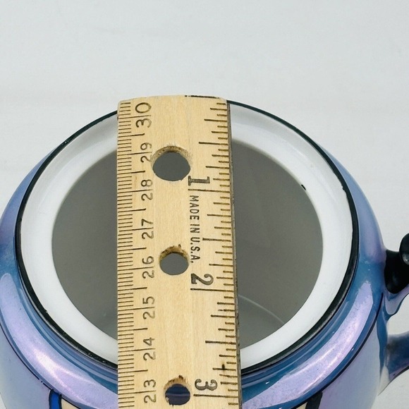 Vintage Noritake Floral Sugar Bowl Blue Lusterware Handpainted Morimura M Japan - Picture 7 of 9